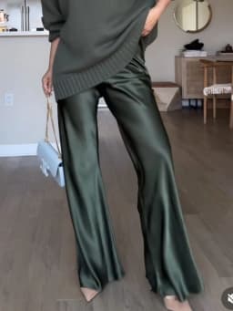 New Fashion Satin Silk Wide Leg Dress Pants for Women Low Rise Baggy Pants Y2K Holiday Party Long Flowy Trousers