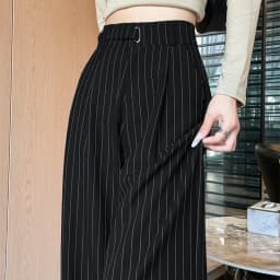2025 New Autumn Vintage Striped Loose Women's Wide Leg Pant Button Spring High Waist Female Straight Office Full Length Trousers