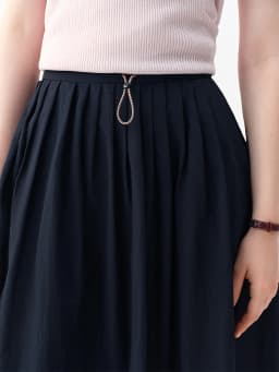 DUSHU Women's Multi-Size Stylish Versatile Drawstring Skirt 2026 Autumn New Arrival High-Waist Slim A-Line Skirt for Commute