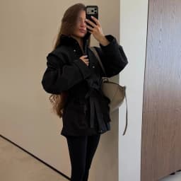 Elegant Women's Slim Trench Coat Stand Collar Zipper Button Irregular Waist Cinched Strap Puff Sleeve Jacket Autumn NEW Outfit