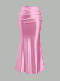 White Pleated Fishtail Skirt
