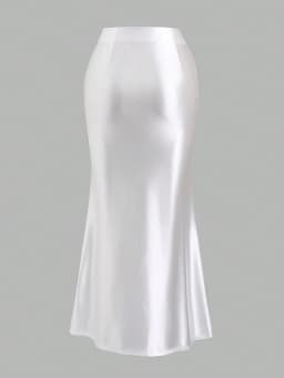 White Pleated Fishtail Skirt