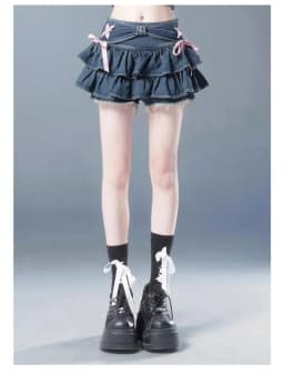 New Fashion Women Hot Girl Sweet Kawaii Bow Vintage Y2k Clothes American Streetwear Sexy Summer A-line Gothic Mini Denim Skirts