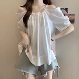 Summer Plus Size Women's New Arrival Solid Color Versatile Loose Slimming Drawstring Tank Top One-Shoulder Short Sleeve Top