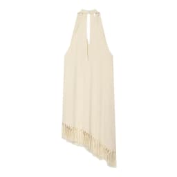 2026 Summer New Stylish Vacation Style Loose Halter V-Neck Tassel Irregular Top