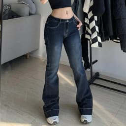 New Flare Jeans Women's Low Waist Trousers Vintage Aesthetic Denim Pants Streetwear Mom Casual Korean Fashion Y2k Jeans
