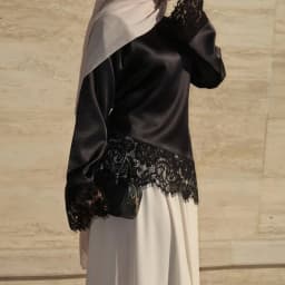 New Belted Waist Lace Patchwork Top Asymmetrical Design Solid Color Long Sleeves Elegant Irregular Hemline Satin Blouse Women