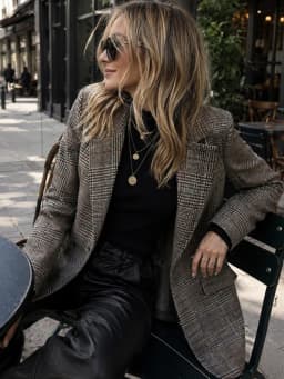 Women Vintage Plaid Blazer Oversized Notched Lapel Long Sleeve Thick Wool Blend Suit Jacket Autumn Winter Office Daily Outerwear