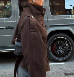 Women Vintage Cropped Coat Stand Collar Waist Slim Belt Double-breasted Jacket 2026 Autumn Winter Commute Office Party Outerwear
