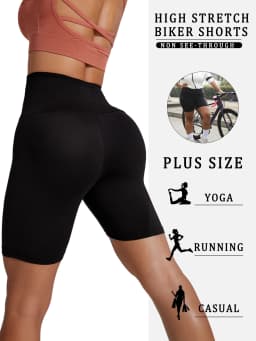2 Pack Plus Size Biker Shorts for Women High Waisted Super Soft Workout Yoga Athletic Shorts Running