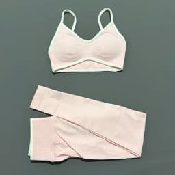 HISTELLO 2 Piece Yoga Fitness Set Women's Seamless Ignite Sculpt Scrunch Leggings Strappy Halter Bra Gym Sports Fitness Outfit