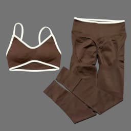 HISTELLO 2 Piece Yoga Fitness Set Women's Seamless Ignite Sculpt Scrunch Leggings Strappy Halter Bra Gym Sports Fitness Outfit