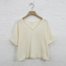 Muslin 100% Cotton Short Sleeve Tee Sexy V-Neck Oversized T-Shirt Streetwear Top Shirts And Blouse Lady Pulovers Camisetas