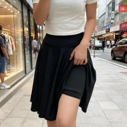 55cm Long Skirt High Waist Inner Lining Shorts Knee Half Skirt Women's Fashion Casual Dancer Clothing Fluffy Pleated Skirts
