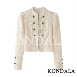 KONDALA Women Vintage Chic Lace Jacket 2026 Summer Early Fall Trendy Elegant Dating Dinner Jacket Rope Buttons Trim Slim Jacket