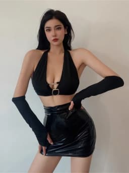 Black High Waist Leather Mini Skirt Women's Autumn Winter Sexy Tight PU Reflective Korean Style Sweet