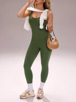 Crisscross Backless Seamless Yoga Jumpsuit Butt Lifting Tummy Control Sleeveless Fitness Workout One Piece Bodysuit