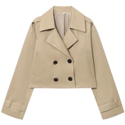 HXAO Women's Windbreaker Autumn Chocolate Brown Cropped Trench Coat Oversized Long Sleeve Coats Double-Breasted Jacket Outerwear