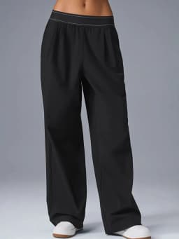 Women Lightweight Quick Dry Wide Leg Athletic Pants Elastic High Waist Pleated Straight Trousers With Pockets Loose Fit Workout