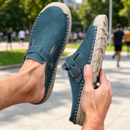 Men's Spring and Autumn Outdoor Casual Baotou Shoes Non Slip Slippers Fashion Soft Soled Women's Sandals Suede Leather Slippers