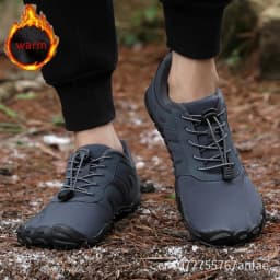 Men's Winter Warm Barefoot Shoes Waterproof Wide Toe Non-Slip Rubber Sole Plush Lined Hiking Shoes Outdoor Sneakers Running Shoe