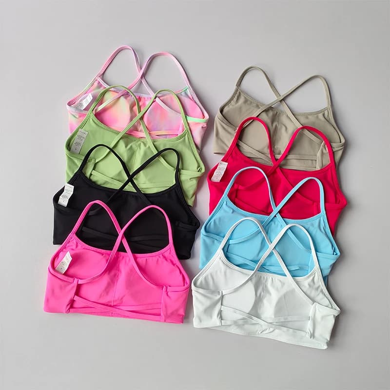 Women's Yoga Lingerie Crossed Beautiful Back Sexy Crop Top Big Breasts Shock-proof Pulling Sports Bra Vest Cloth