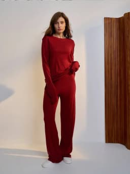 Hirsionsan 2025 Modal Soft Loose Sets Women Casual Two Pieces Short Sleeve T Shirts & High Waist Long Pants Outfits Tracksuit