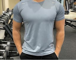 Summer Running Gym Men Shirt short Sleeve Tees elastic Tight fit Sports training Fitness Quick dry spandex Ice silk T Shirt