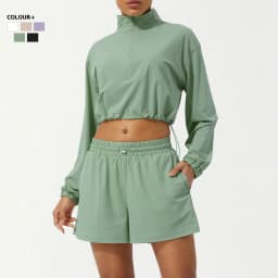 Women Outdoor Running Suit Summer Solid Color Two Pieces Yoga Set Breathable Quick Dry Fitness Sportswear Workout Clothes