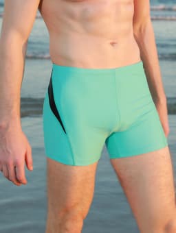 Men's sports tight fitting swimsuit, plain angle solid color patchwork, contrasting classic style - elastic swimsuit
