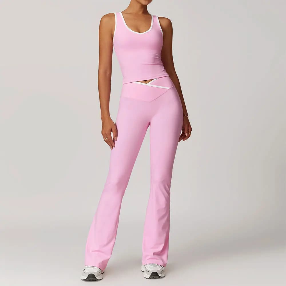 Women Clothes Yoga Set 2 Pieces Workout Outfits Fitness Sportswear Gym Tracksuit High Waist Leggings Sports Bra Athletic Wear