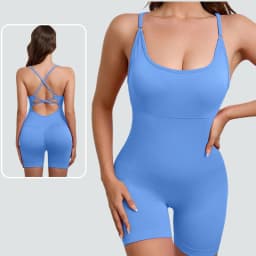 WAREBALL Yoga Set JumpSuits Sportswear Women Fitness Rompers Sexy One Piece Strap Tummy Control Padded Sports Bra Workout