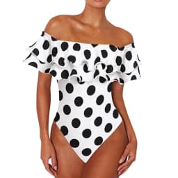 Sexy Off Shoulder One Piece Swimsuit Polka Dot Plus Size Bathing Suit For Women Ruffled High Waisted Swimwear Beach Wear Bather