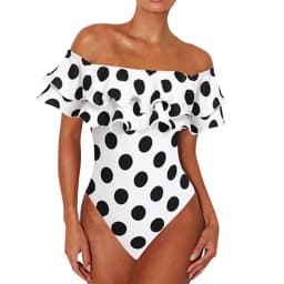 Sexy Off Shoulder One Piece Swimsuit Polka Dot Plus Size Bathing Suit For Women Ruffled High Waisted Swimwear Beach Wear Bather