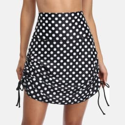 Anfilia Women's Swim Skirts Built in Briefs High Waisted Bikini Shorts Drawstring Ruched Tummy Control Swimsuit Bottoms