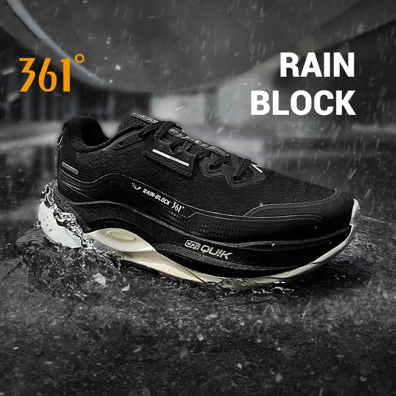 361 Degrees Fierce 5.0 Rainblock Men Running Shoe Grippy Rebound Durable Anti Splash Rainproof Technology Male Sneaker 672532216