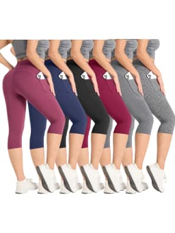 Women High Waisted Capri Leggings with Pockets Tummy Control Yoga Pockets for Women Yoga Pants Workout Capri Pants Leggings