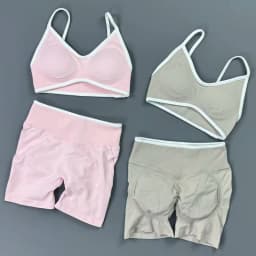 2 Piece Yoga Set Women Contrast Trim V Neck Thin Strap Sports Bra High Waist Cuff Binding Leggings Soft Stretch Gym Workout Suit