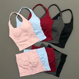 2 Pieces Shorts Yoga Set Women Backless Halter Tops High Waist Seamless Shorts Gym Suit Fitness Sportswear Workout Sets
