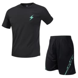 Man Gym Sets Outdoor Running Sports 2Pcs Summer Men Tshirt Tennis Shorts Breathable Fashion Quick Drying Prints Causal Suit