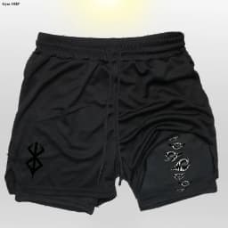 Anime Gym 2 in 1 Shorts For Men Sports Fitness Print Short Lining Phone Pocket Shorts Workout Running Mesh Sport Short Pants