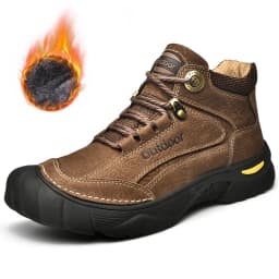 HIKEUP Men's Outdoor Hiking Shoes Cow Leather Winte Boot Waterproof Non-Slip Trekking Sneakers Durable Sports Protecting the toe