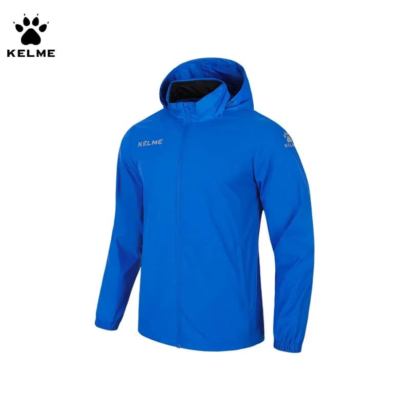 KELME Men's Windbreaker Running Jacket Soccer Kid Hooded Windproof Coat Training Waterproof Jacket Quick Dry 3801241