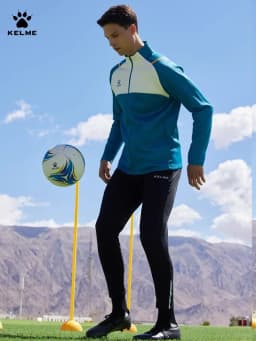 Kelme Football Training Knitted Jacket For Men's Spring 2024 Printed Stand Up Collar Cardigan Sports Coat Children's Sportswear