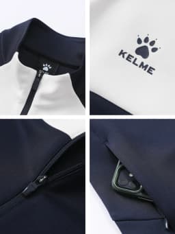 Kelme Football Training Knitted Jacket For Men's Spring 2024 Printed Stand Up Collar Cardigan Sports Coat Children's Sportswear