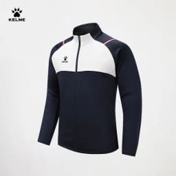 Kelme Football Training Knitted Jacket For Men's Spring 2024 Printed Stand Up Collar Cardigan Sports Coat Children's Sportswear