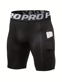 3 Pack Compression Shorts Men with Pocket, Spandex Running Shorts Sport Athletic Workout Performance Underwear