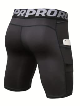 3 Pack Compression Shorts Men with Pocket, Spandex Running Shorts Sport Athletic Workout Performance Underwear