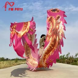 7m Pink Fitness Dragon Dance Ribbon Accessories For Adults Festival Prop Outdoor Sports Only Tail (Not Include Head )