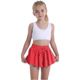 Girls Flowy Shorts Butterfly Shorts With Pocket 2-in-1 Athletic Biker Running 5-12 Years For Kids Active Workout Sports Tennis